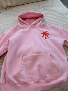 Authentic Pink Palm Puff Everything Comes in Waves Hoodie (lightly stained)